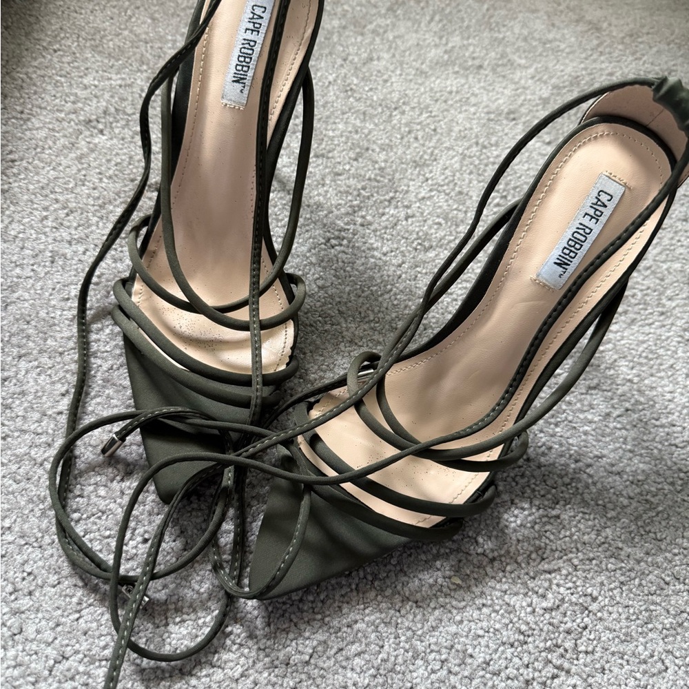 Cape Robbin Olive Lace Up Heels